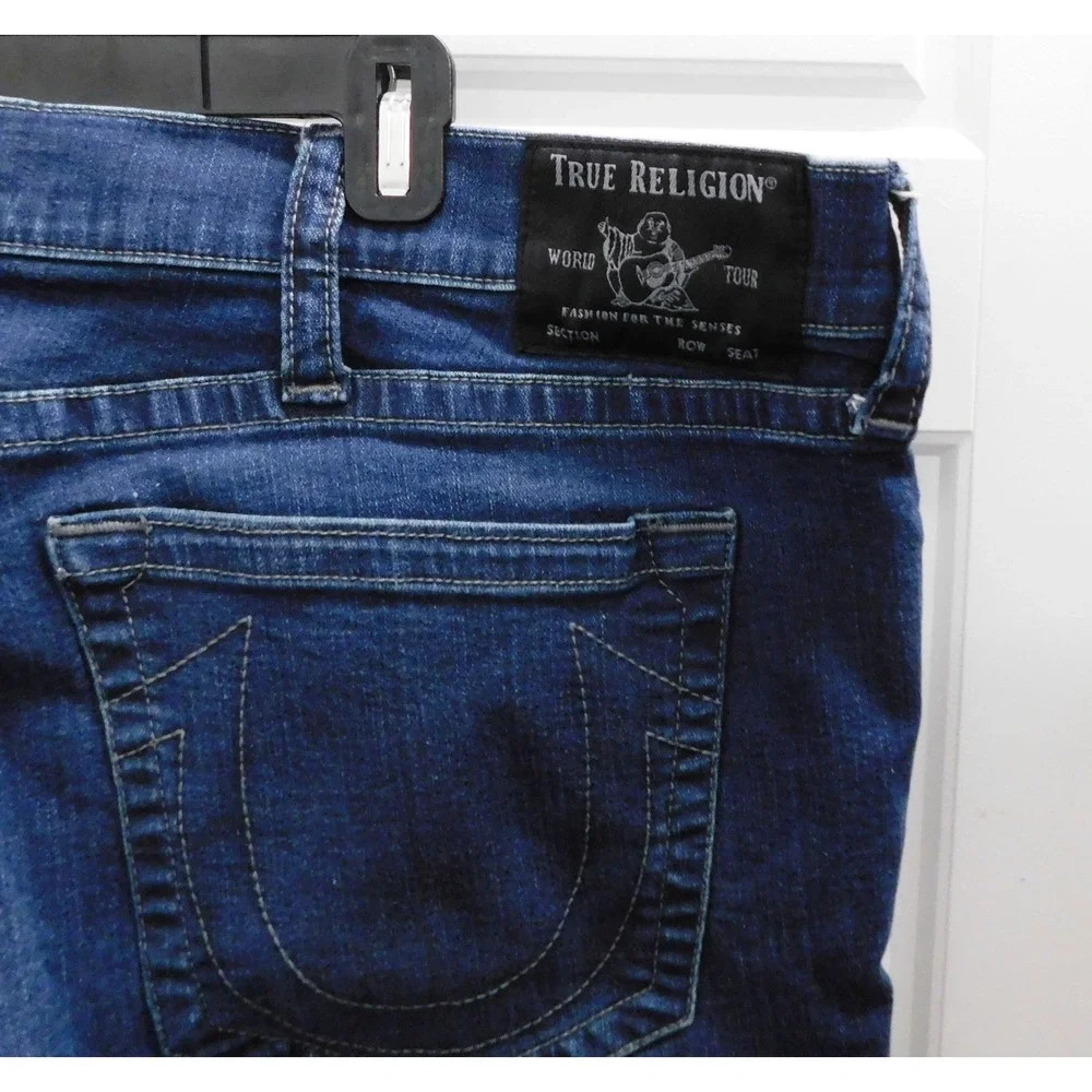 True Religion Jeans Mens 44x33 Blue Rocco Relaxed‎ Skinny Denim Jeans
